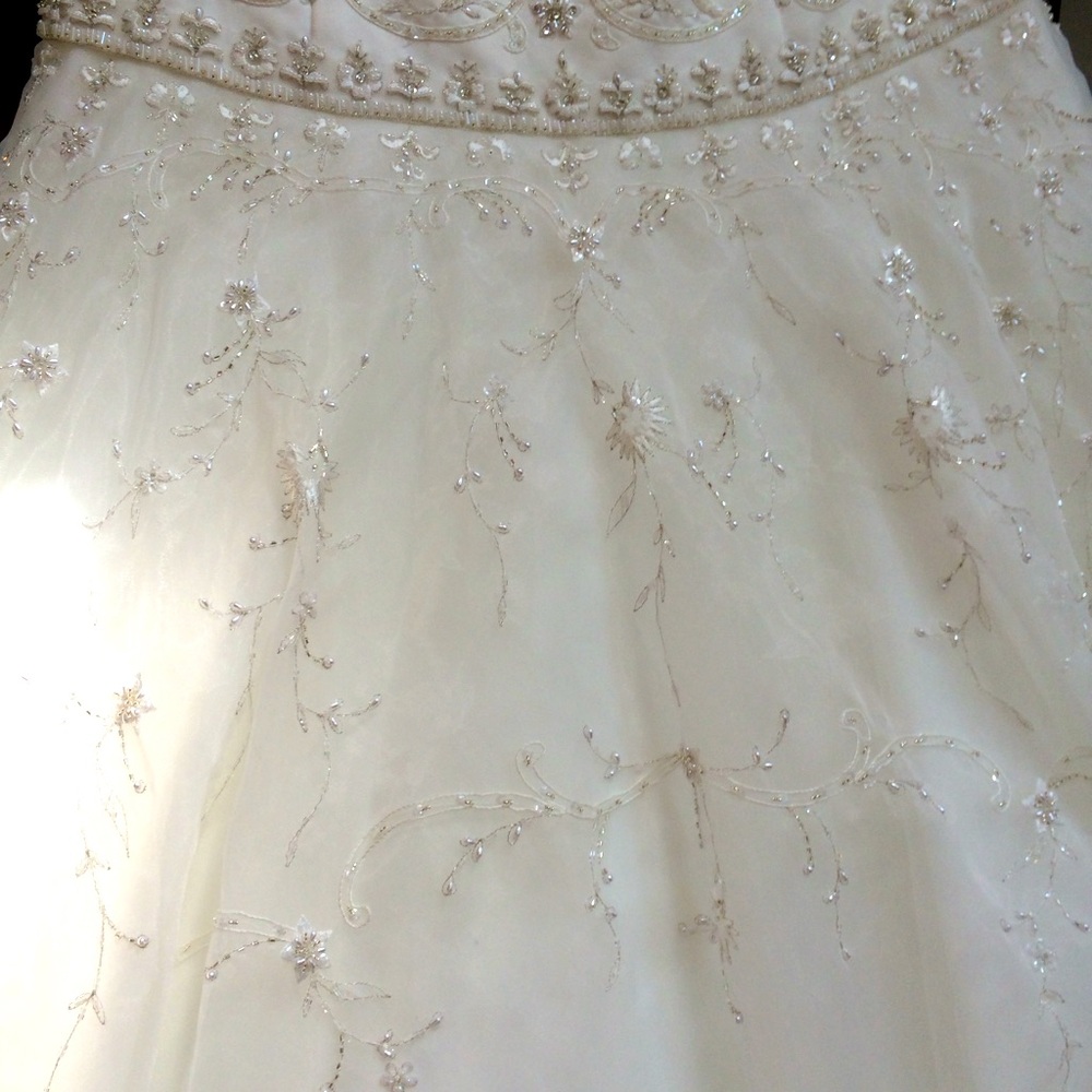 Oleg Cassini White Embellished Dress